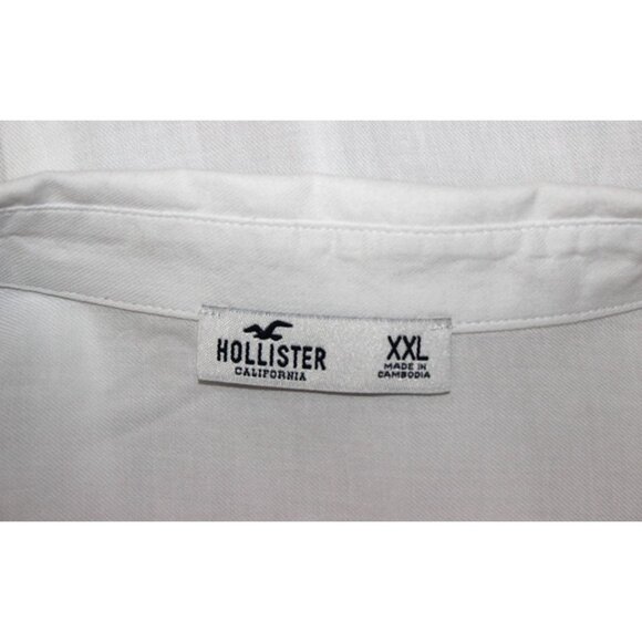 HOLLISTER Easy Logo Button-Through Cotton Shirt in White - XL/XXL - Picture 6 of 8